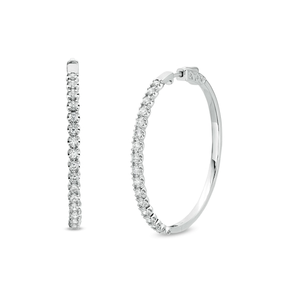 2 CT. T.w. Certified Lab-Grown Diamond Scrollwork Hoop Earrings in 14K White Gold (F/Si2)