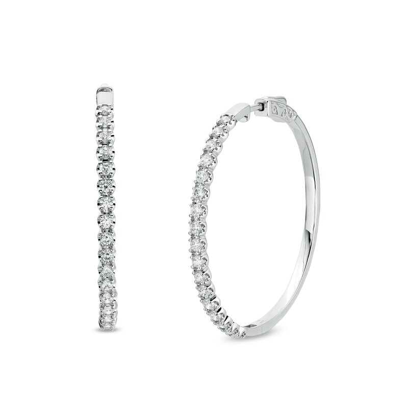 Main Image 1 of 2 CT. T.W. Certified Lab-Grown Diamond Scrollwork Hoop Earrings in 14K White Gold (F/SI2)