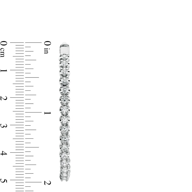Main Image 3 of 2 CT. T.W. Certified Lab-Grown Diamond Scrollwork Hoop Earrings in 14K White Gold (F/SI2)