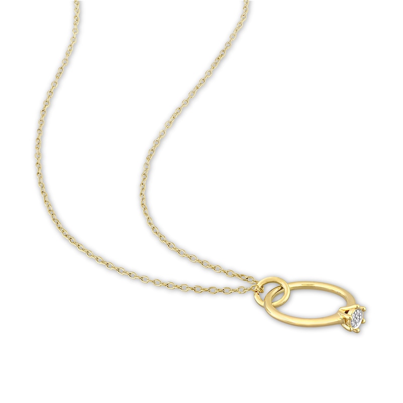 Main Image 3 of Diamond Accent Ring Charm Pendant in Sterling Silver with Yellow Rhodium