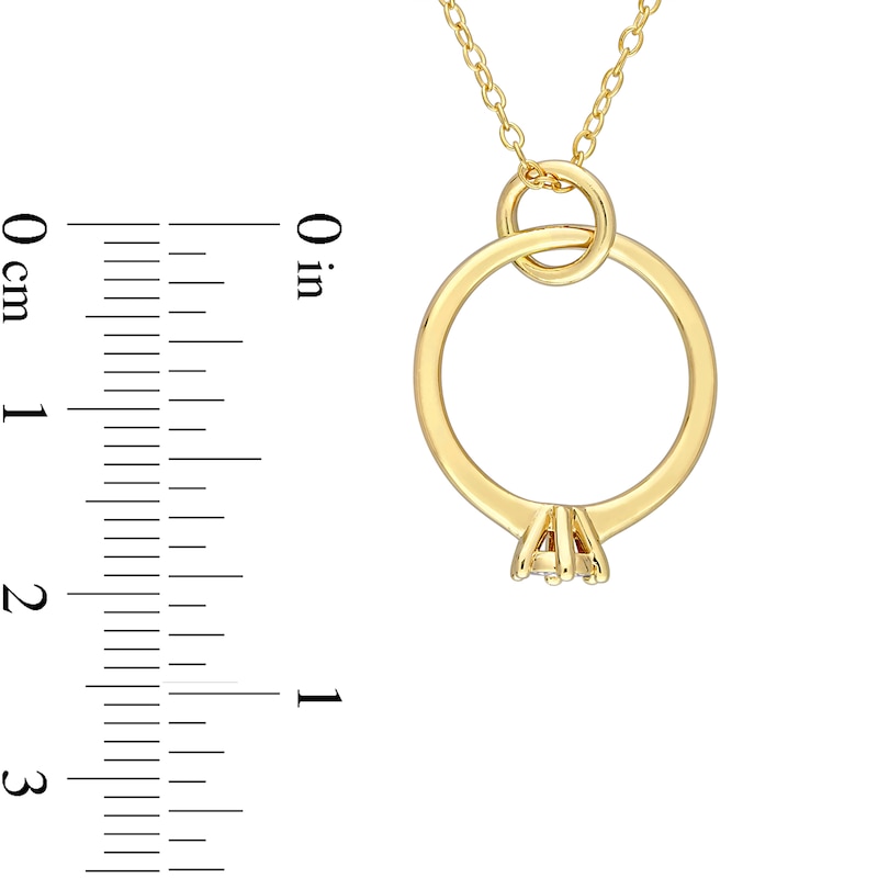 Main Image 4 of Diamond Accent Ring Charm Pendant in Sterling Silver with Yellow Rhodium