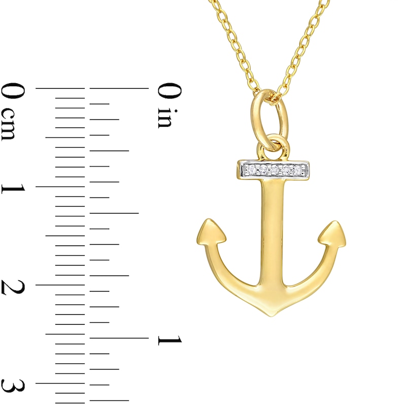 Main Image 4 of Diamond Accent Anchor Pendant in Sterling Silver with Yellow Rhodium