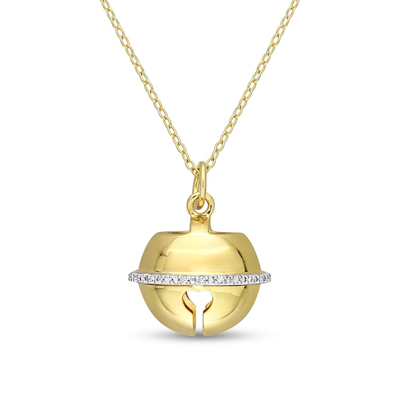 1/15 CT. T.w. Diamond Bell Pendant in Sterling Silver with Yellow Rhodium