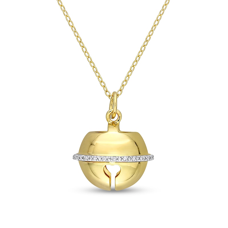 Main Image 1 of 1/15 CT. T.W. Diamond Bell Pendant in Sterling Silver with Yellow Rhodium