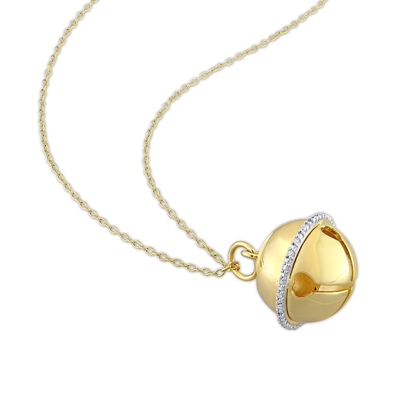 Main Image 3 of 1/15 CT. T.W. Diamond Bell Pendant in Sterling Silver with Yellow Rhodium