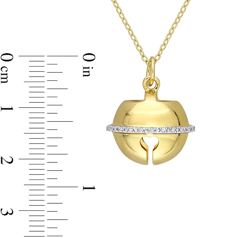 Main Image 4 of 1/15 CT. T.W. Diamond Bell Pendant in Sterling Silver with Yellow Rhodium