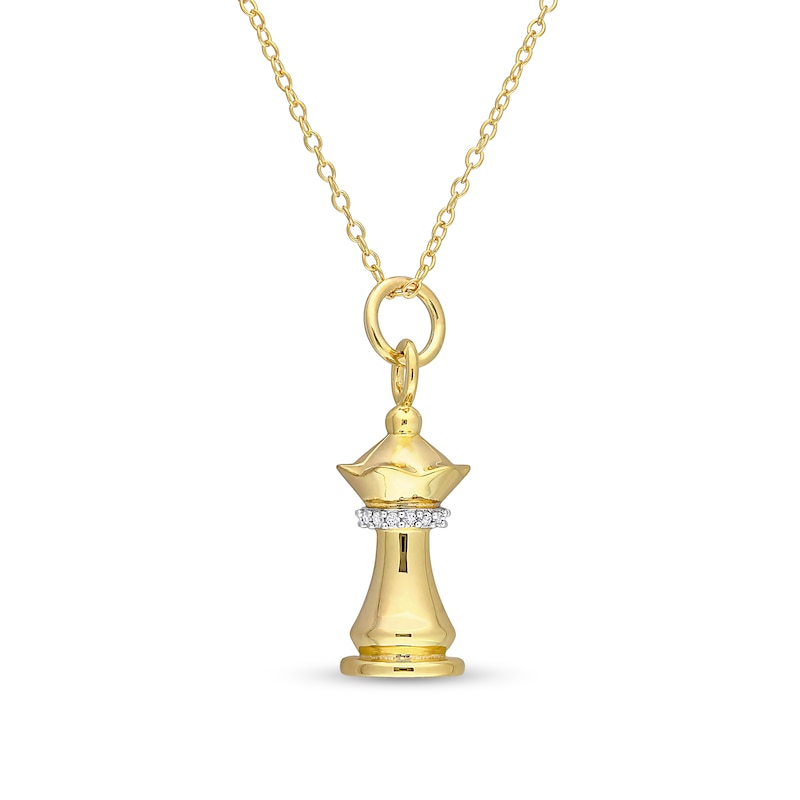1/15 CT. T.W. Diamond Rook Pendant in Sterling Silver with Yellow Rhodium