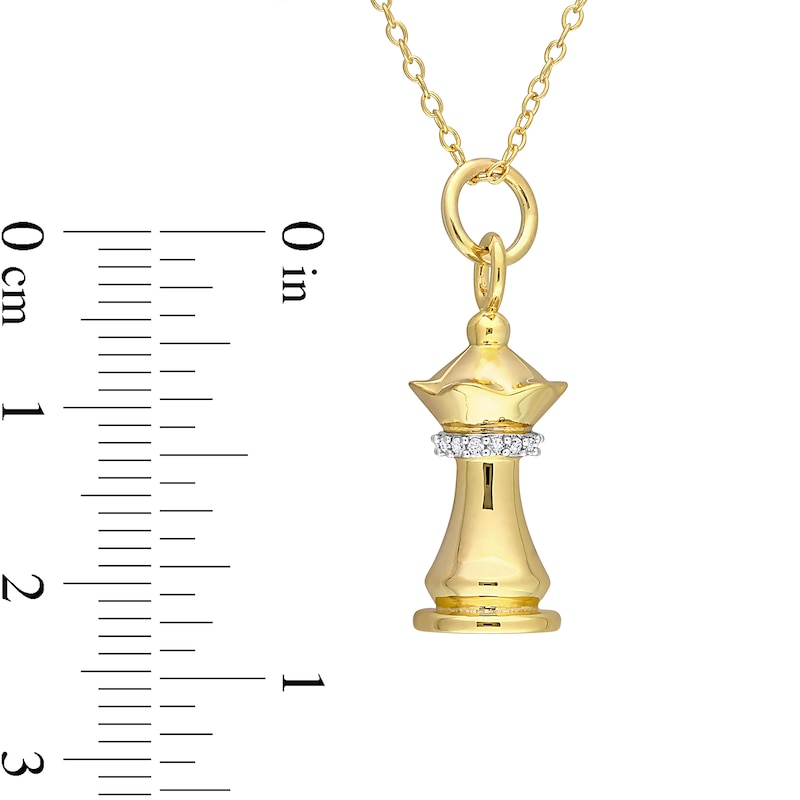 1/15 CT. T.W. Diamond Rook Pendant in Sterling Silver with Yellow Rhodium