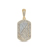 Thumbnail Image 1 of 3/4 CT. T.W. Diamond Frame Slant Striped Dog Tag Necklace Charm in 10K Gold