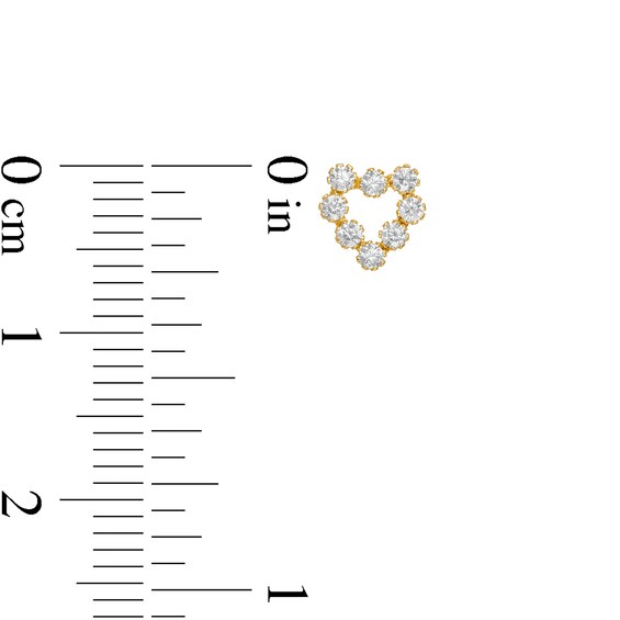 Child's Cubic Zirconia Heart Outline Stud Earrings in 14K Gold