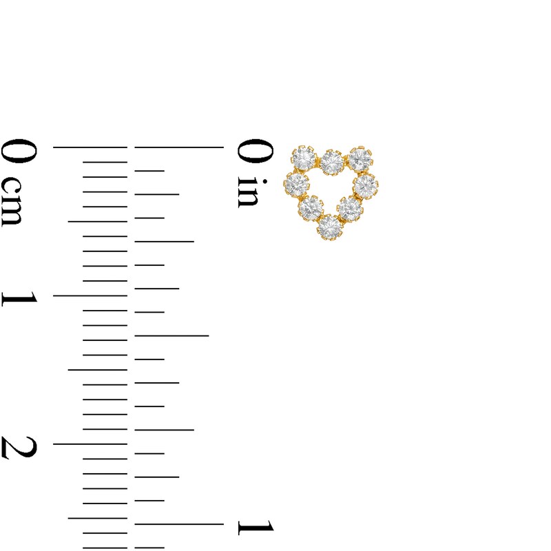 Main Image 3 of Child's Cubic Zirconia Heart Outline Stud Earrings in 14K Gold