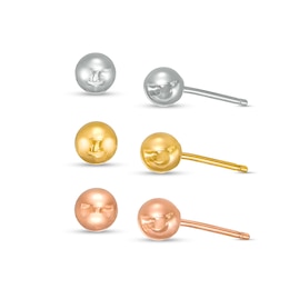 Child's 4.0mm Ball Three Pair Stud Earrings Set in 14K Tri-Tone Gold