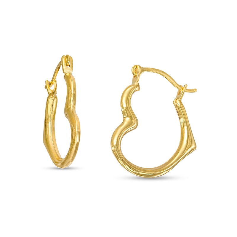 Child's Tilted Heart Hoop Earrings in 14K Gold