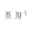 Thumbnail Image 1 of Emerald-Cut White Lab-Created Sapphire Solitaire Stud Earrings in Sterling Silver