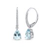 Thumbnail Image 1 of Pear-Shaped Faceted Aquamarine and 1/10 CT. T.W. Diamond Drop Earrings in 10K White Gold