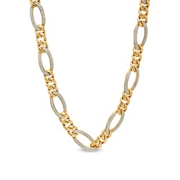 Men's 1 CT. T.W. Diamond Figaro Chain Necklace in 10K Gold - 22&quot;