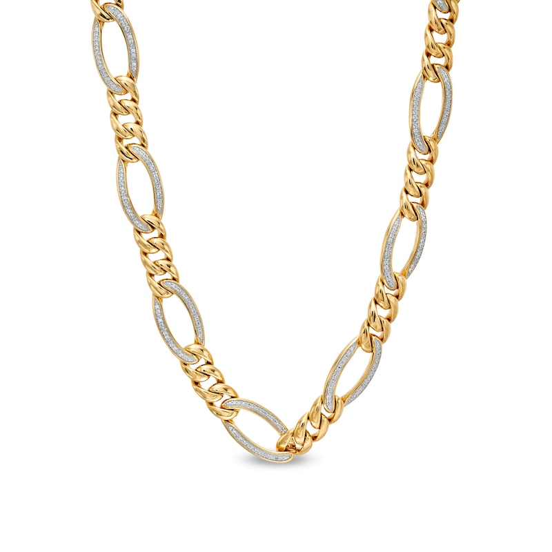 Main Image 1 of Men's 1 CT. T.W. Diamond Figaro Chain Necklace in 10K Gold - 22"