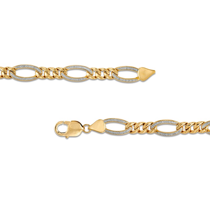 Main Image 2 of Men's 1 CT. T.W. Diamond Figaro Chain Necklace in 10K Gold - 22"