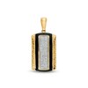 Thumbnail Image 1 of 1/3 CT. T.W. Diamond Rectangular Frame with Greek Key Border Dog Tag Necklace Charm in 10K Gold and Black Ceramic