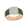 Thumbnail Image 1 of 1-1/8 CT. T.W. Cushion Composite Black Enhanced and White Diamond Multi-Row Ring in 10K Gold