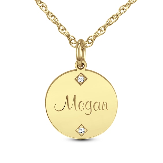 Diamond Accent 15.0mm Disc Name Pendant (1 Line)