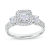 Thumbnail Image 1 of 1-1/6 CT. T.W. Diamond Past Present Future® Cushion-Shaped Frame Double Row Engagement Ring in 14K White Gold