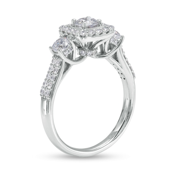1-1/6 CT. T.w. Diamond Past Present FutureÂ® Cushion-Shaped Frame Double Row Engagement Ring in 14K White Gold