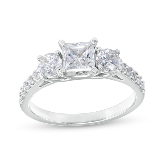 1-1/2 CT. T.w. Princess-Cut Diamond Past Present FutureÂ® Engagement Ring in 14K White Gold