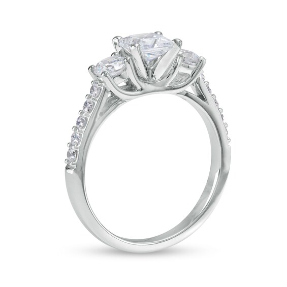 1-1/2 CT. T.w. Princess-Cut Diamond Past Present FutureÂ® Engagement Ring in 14K White Gold