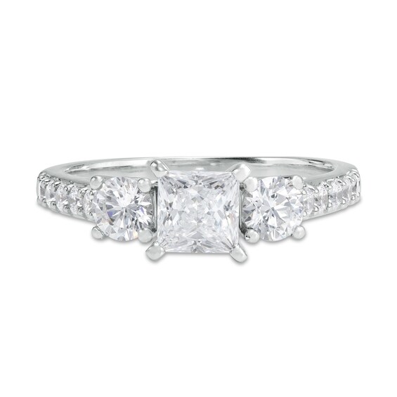 1-1/2 CT. T.w. Princess-Cut Diamond Past Present FutureÂ® Engagement Ring in 14K White Gold