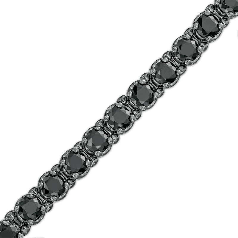 Main Image 1 of Men's 10 CT. T.W. Black Enhanced Diamond Tennis Bracelet in Sterling Silver with Black Rhodium - 8.5"