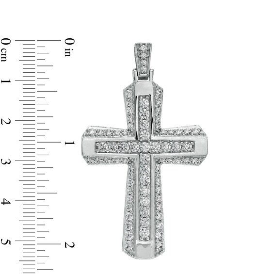 3 CT. T.w. Certified Lab-Grown Diamond Border Flared Cross Necklace Charm in 14K White Gold (F/Si2)