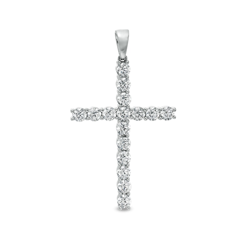 Men's 4 CT. T.W. Certified Lab-Created Diamond Cross Necklace Charm in 14K White Gold (F/SI2)