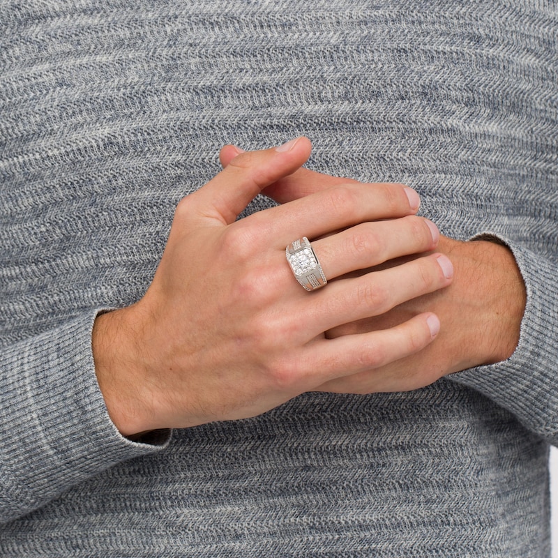Main Image 2 of 1-3/4 CT. T.W. Certified Lab-Grown Diamond Octagonal Frame Multi-Row Ring in 14K White Gold (F/SI2)