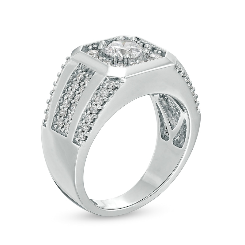 Main Image 3 of 1-3/4 CT. T.W. Certified Lab-Grown Diamond Octagonal Frame Multi-Row Ring in 14K White Gold (F/SI2)