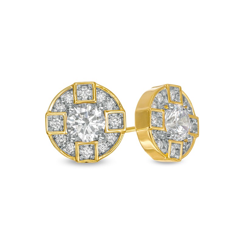 Main Image 1 of 2 CT. T.W. Certified Lab-Grown Diamond Frame Compass Stud Earrings in 14K Gold (F/SI2)