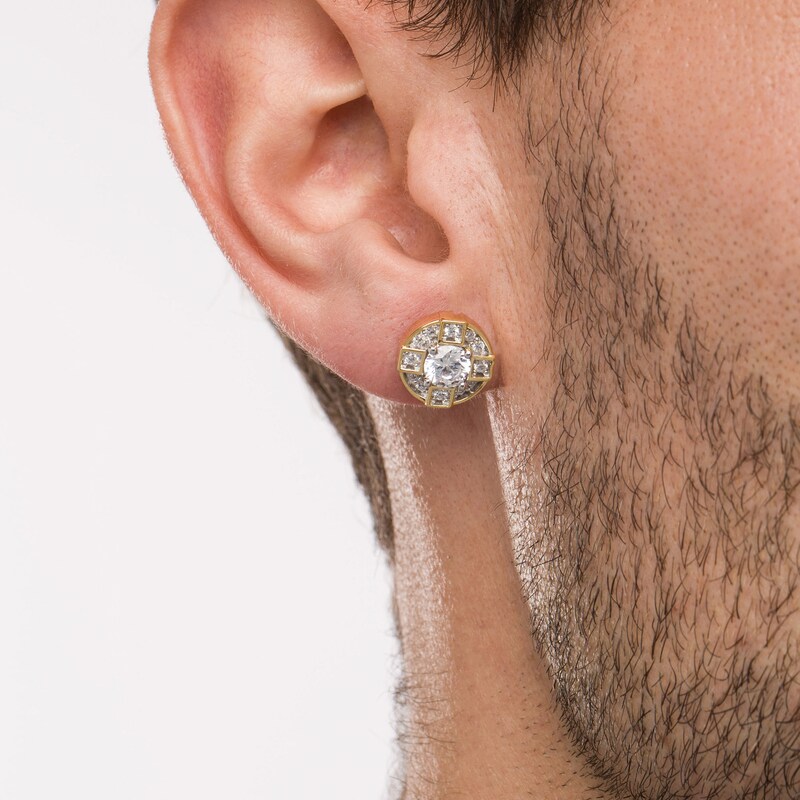 Main Image 2 of 2 CT. T.W. Certified Lab-Grown Diamond Frame Compass Stud Earrings in 14K Gold (F/SI2)