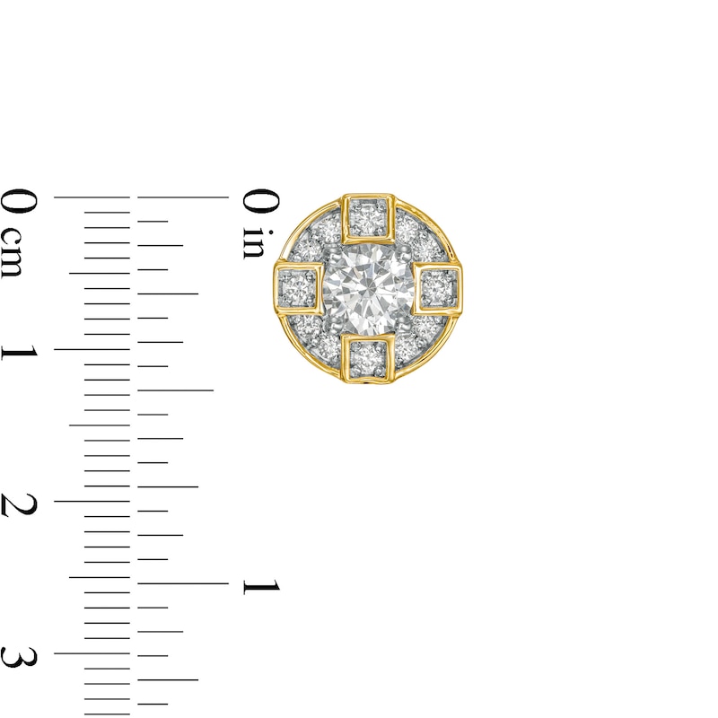 Main Image 3 of 2 CT. T.W. Certified Lab-Grown Diamond Frame Compass Stud Earrings in 14K Gold (F/SI2)
