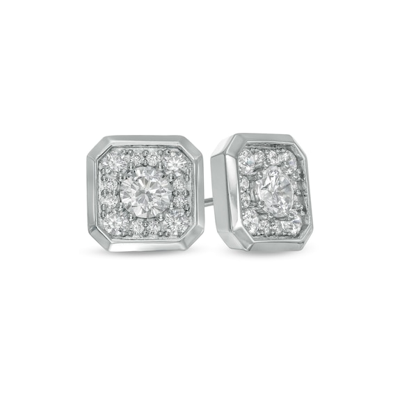 1-3/4 CT. T.w. Certified Lab-Grown Diamond Octagonal Frame Stud Earrings in 14K White Gold (F/Si2)