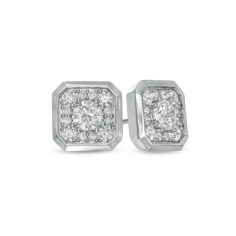 Main Image 1 of 1-3/4 CT. T.W. Certified Lab-Grown Diamond Octagonal Frame Stud Earrings in 14K White Gold (F/SI2)