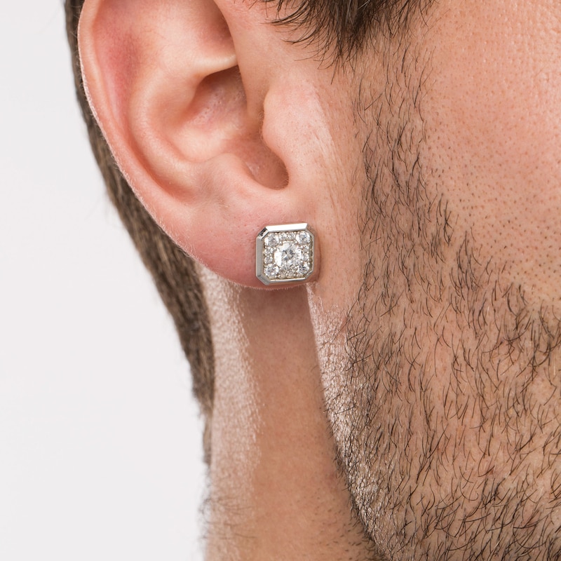 Main Image 2 of 1-3/4 CT. T.W. Certified Lab-Grown Diamond Octagonal Frame Stud Earrings in 14K White Gold (F/SI2)