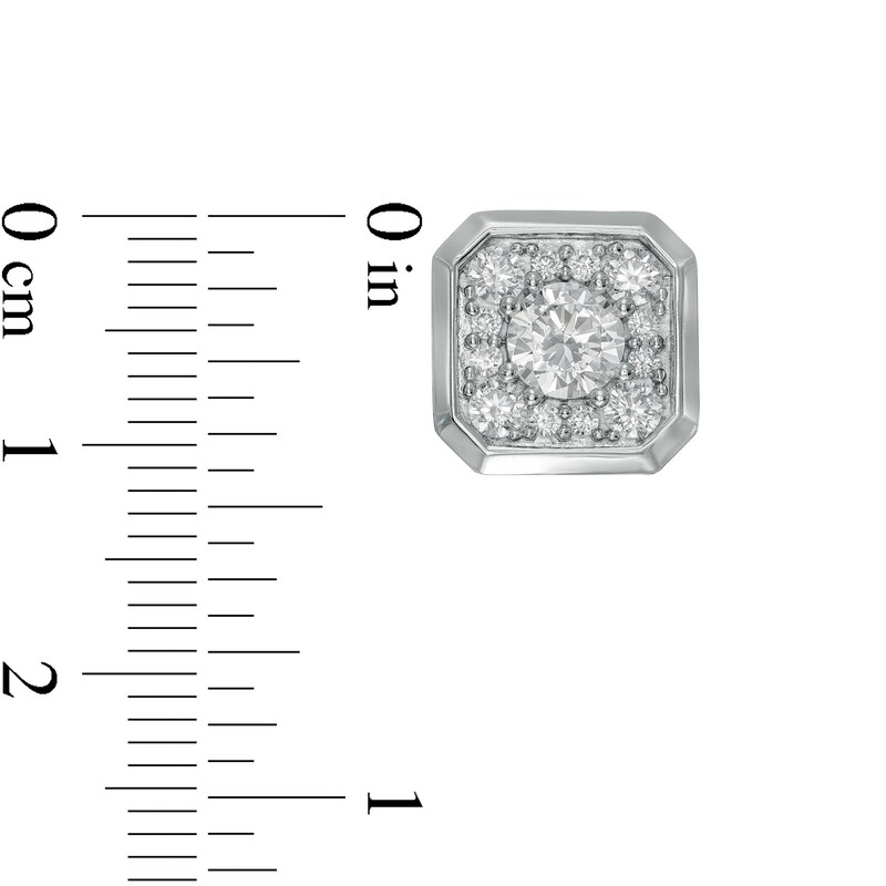 Main Image 3 of 1-3/4 CT. T.W. Certified Lab-Grown Diamond Octagonal Frame Stud Earrings in 14K White Gold (F/SI2)