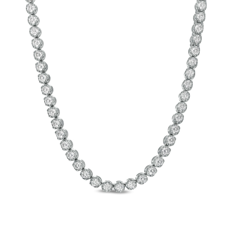 Men's 10 CT. T.W. Certified Lab-Created Diamond Tennis Necklace in 14K White Gold (F/SI2) - 20"