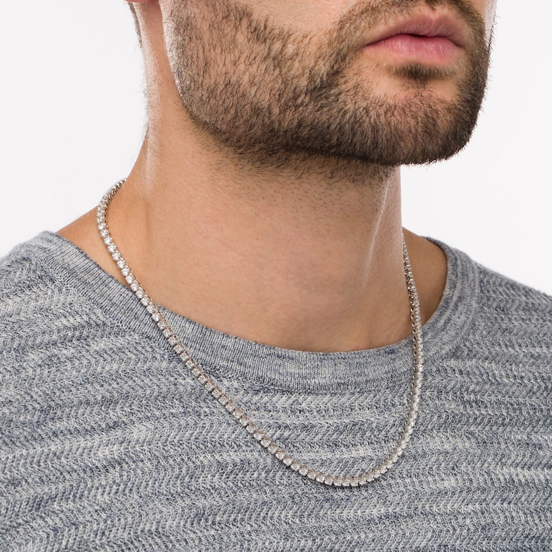 Men's 10 CT. T.W. Certified Lab-Created Diamond Tennis Necklace in 14K White Gold (F/SI2) - 20"