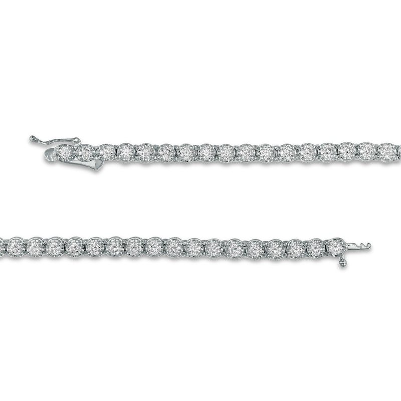 Men's Diamond Tennis Necklace 3 ct tw Round-cut 10K White Gold 20