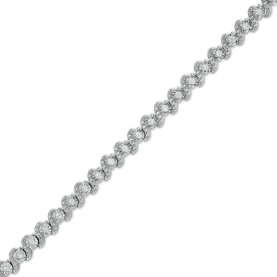 1 CT. T.w. Diamond Alternating "S" Link Bracelet in Sterling Silver â 7.25"