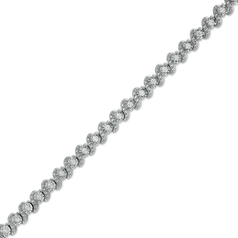 Main Image 1 of 1 CT. T.W. Diamond Alternating "S" Link Bracelet in Sterling Silver – 7.25"
