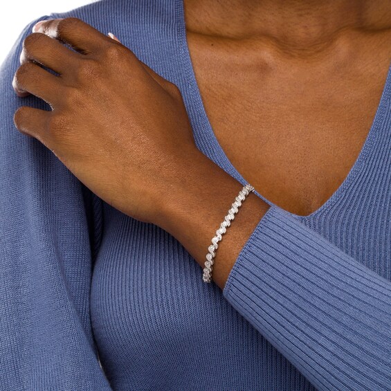 1 CT. T.w. Diamond Alternating "S" Link Bracelet in Sterling Silver â 7.25"