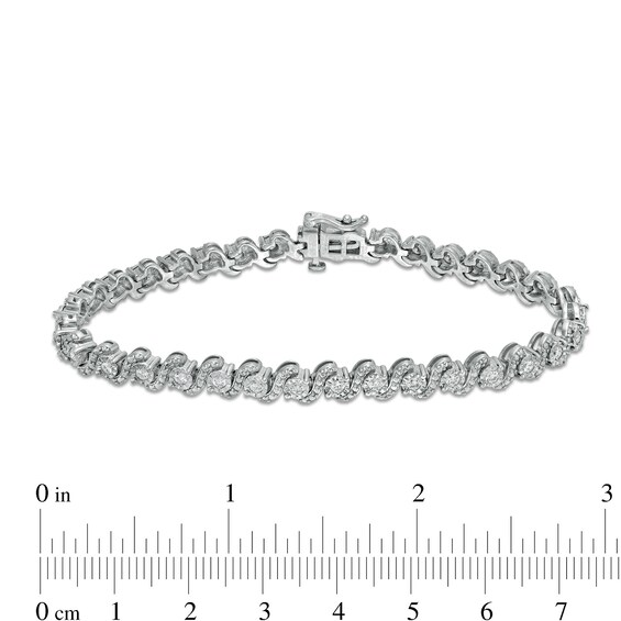 1 CT. T.w. Diamond Alternating "S" Link Bracelet in Sterling Silver â 7.25"