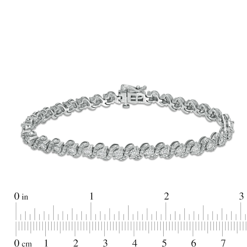 1 CT. T.W. Diamond Alternating "S" Link Bracelet in Sterling Silver – 7.25"